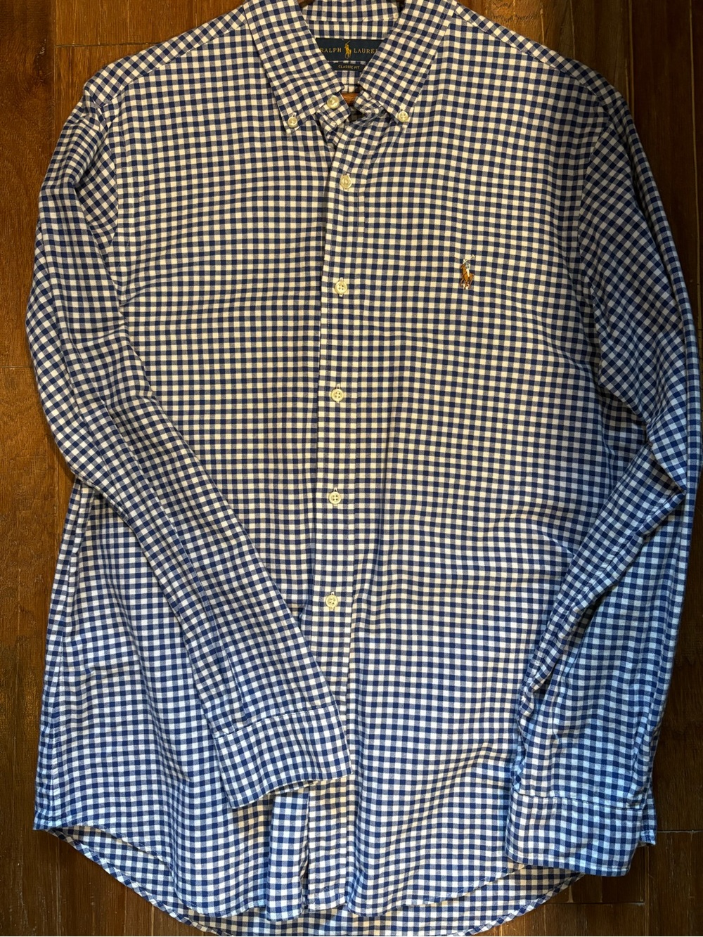 Ralph Lauren Blue and White Gingham Button-Down Shirt